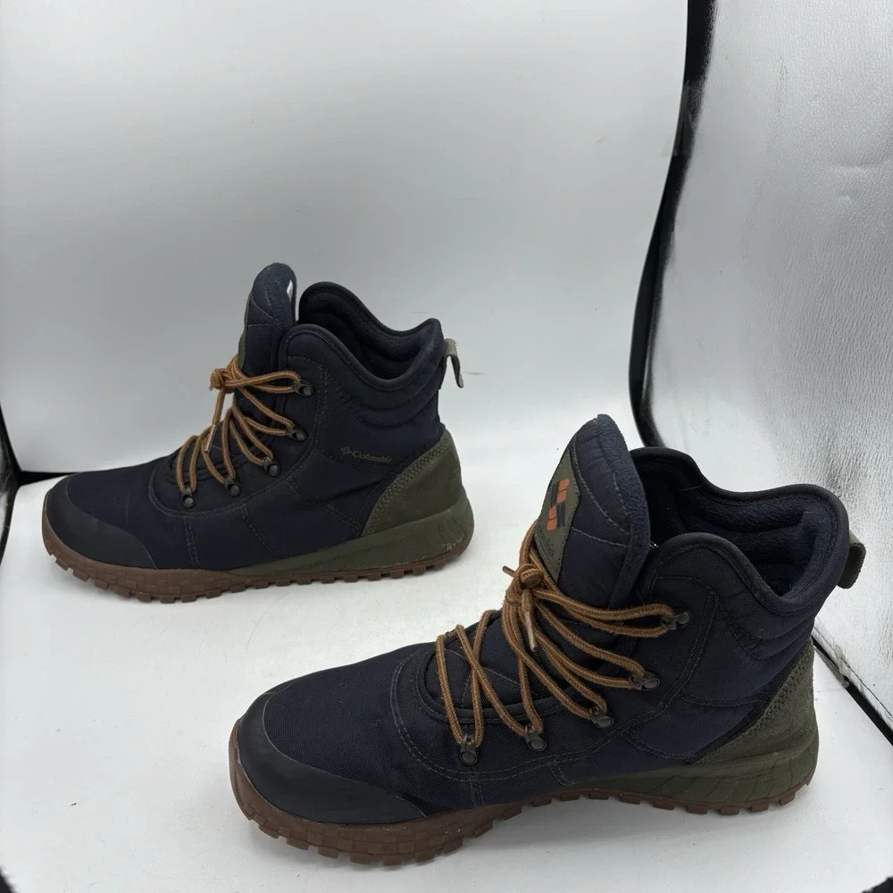 Columbia Hiking Boots Mens Size 12 Fairbanks Omni Heat Navy Blue Leather Waterpr